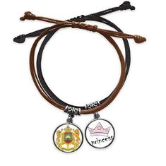 Imagem de DIYthinker Pulseira de couro com emblema nacional da África Marrocos com corrente de mão