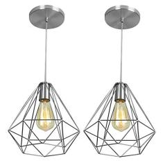 Imagem de Kit 2 Pendentes Diamante Aramado Grande Cromado