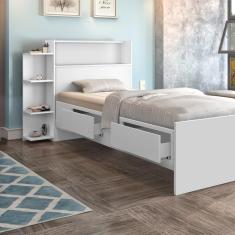 Imagem de Cama Baú Solteiro com 2 Gavetas Isa Cambel Branco