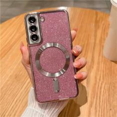 Imagem de Capa de telefone com brilho magnético chapeado para samsung galaxy s24 s23 s21 fe s22 plus ultra macio tpu capa traseira, rosa, para samsung s24ultra