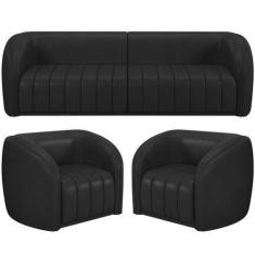 Imagem de Kit Sofá 4 Lugares Para Sala 292cm Com 02 Poltronas Lazio M03 Corano P