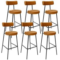 Imagem de Kit 06 Banquetas Altas Estrutura Em Aço Milão Whisky