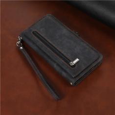 Imagem de Capa de telefone de couro com cordão longo para Samsung Galaxy S23 S22 Ultra S21 FE S20 S10 Plus Note 20 Capa carteira com zíper para vários cartões, preta, para Samsung S22 Plus