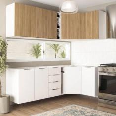 Imagem de Cozinha Modulada 8 Peças Sem Tampo Ipanema Cabecasa Madeiramadeira Acácia/branco