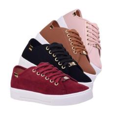 Imagem de Kit 4 Pares Tênis Casual Feminino Flatform Sola Alta Básico - Leila So