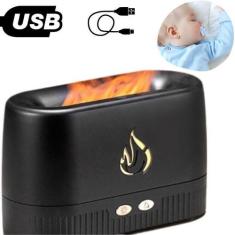 Imagem de Difusor Aromatizador Chamas Óleos Essências Umidificador Ar Cor Preto