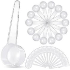 Imagem de Pacote com 80 colheres de sopa de plástico colheres medidoras de 20 ml colheres de café colher de chá de cabo longo para medir grãos de café, especiarias, proteína, ração para animais de estimação