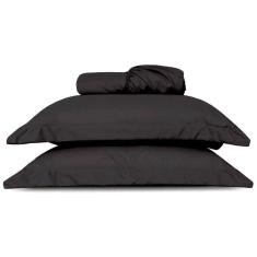 Imagem de Jogo De Lençol Queen Slim Percal 200 Fios 3 Peças - Preto