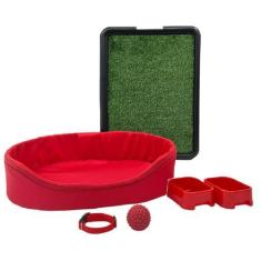 Imagem de Kit Caminha Cachorro Cama Europa Sanitário Grama Médio - Supri Pets