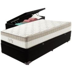 Imagem de Cama Box Baú Preto e Colchão King Best Molas Ensacadas Solteiro 88x188