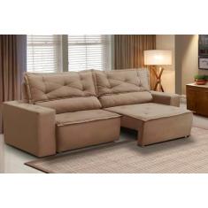 Imagem de Sofá Retrátil e Reclinável 3 lugares com Molas 2,00m Livia Suede Cappuccino Adonai Estofados