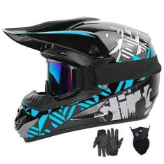 Imagem de Capacete de motocross SPARK Youth Kids aprovado pelo DOT com óculos az