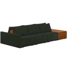 Imagem de Sofá Ilha Modular Para Sala 312cm Com Puff Dublin K01 Veludo Verde Sintético Caramelo - Lyam Decor