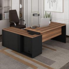 Imagem de Mesa Dinâmica com Armário Lateral Porta de Correr Marrom/Preto