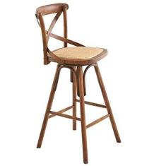 Imagem de Banqueta Alta com Encosto Madeira Maciça Katrina Rivatti