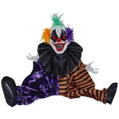Imagem de Boneco Halloween Palhaço Bill Assustador Eletrônico Musical Pula Sozinho da Gargalhada Luz nos Olhos Sensor Automático