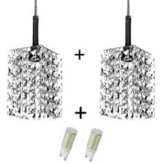 Imagem de Kit 2 Pendente Quadrado Clearwall de CrIstal Leg + Lamp 6000