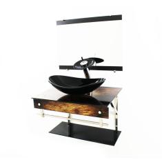 Imagem de Gabinete De Vidro 60Cm Iqx Inox Com Cuba Oval