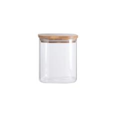 Imagem de Pote de Vidro Quadrado 800ML com Tampa de Bambu Flat - Oikos