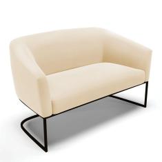 Imagem de Sofá Namoradeira 2 Lugares Base Industrial Preto Stella Suede D03 - D'rossi Cor Bege