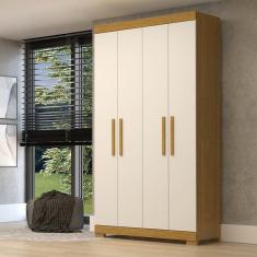 Imagem de Guarda-roupa Solteiro 109,80cm 4 Portas 100% Mdf Papoulas Esp