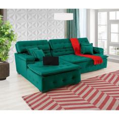 Imagem de Sofá Retrátil E Reclinável Com Chaise Orlando 2.20x2.10m- Sofisticato-verde
