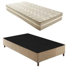 Imagem de Box Solteiro Florença 42x88x188cm com Colchão Solteiro Unique D33 Plus Duoface 25x88x188cm Rustico Bege