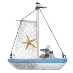 Imagem de Miniatura Barco Navio De Madeira Veleiro Decoração Náutica   14,5cm -