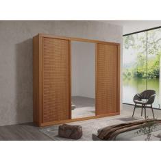 Imagem de Guarda Roupa Joly 100% Mdf Ripado Com Espelho Naturale