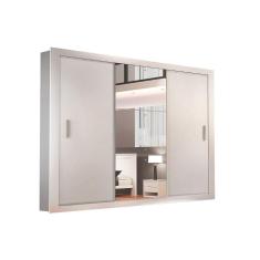 Imagem de Guarda Roupa 3 Portas De Correr E 4 Gavetas C Espelho Veneza Luxo Branco Rufato