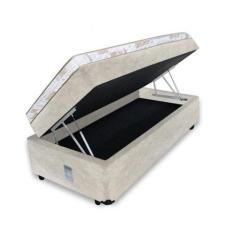 Imagem de Cama Box Baú Solteiro 88 Conjugado De Espuma Sintético Bege - Aloa