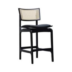 Imagem de Banqueta Alta Bistrô Apollo Madeira Maciça Encosto Telinha Assento Ana