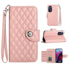 Imagem de Para Motorola Moto G Stylus 4G 2022, capa carteira com alça de pulso, capa flip de couro com fecho magnético com 7 cartões e 1 compartimento para dinheiro, capa de telefone feminina de presente para