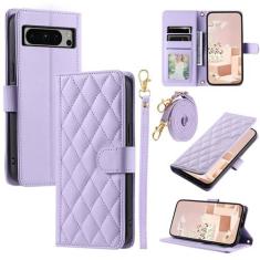 Imagem de Furiet Capa carteira para Google Pixel 8 Pro 5G com alça de pulso, alça de ombro, vários compartimentos para cartões, capa de telefone com suporte de couro PU de luxo para Pixel8Pro Pixel8 XL Eight