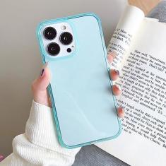 Imagem de Capa de telefone transparente de cor doce para iPhone 14 13 12 11 Pro Max XR XS X 8 7 Plus SE 3 Mini Capa traseira de silicone macio à prova de choque, azul claro, para iPhone12 Mini