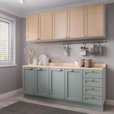 Imagem de Cozinha Modulada 4 Peças com Tampo 2 Aéreos 2 Balcões Arizona Cabecasa Madeiramadeira