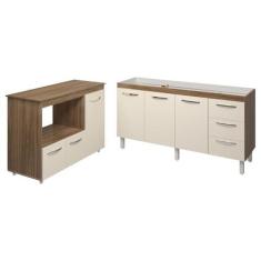 Imagem de Balcão Cozinha Armário Gabinete De Pia 160 Cm Estela E Balcão Para Mic