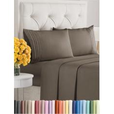 Imagem de Conjunto de lençóis de 4 peças Cal King Size - Lençóis extra macios, respiráveis e refrescantes - Lençóis de cama duráveis de luxo para mulheres e homens - Lençóis com bolsos profundos, fácil de