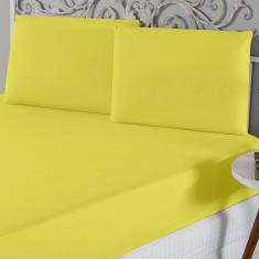 Imagem de Jogo De Lençol Queen Malha 100% Algodão 3 Peças Cor Amarelo