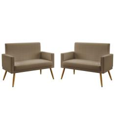 Imagem de Kit 2 Poltronas Namoradeiras Vega Com Rodapé Sued Capuccino Aradecor