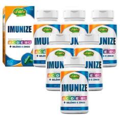 Imagem de Kit 5 Imunize Vitaminas A, C, D, E, B12 + Selênio E Zinco Unilife 60 C
