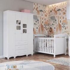 Imagem de Quarto De Bebê Com Guarda Roupa 4 Portas Com Janelas E Berço Americano