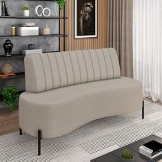 Imagem de Sofá Living Decorativo 2 Lugares 1,35M Katara Pés de Ferro Bouclê Cinza G33 - Gran Belo