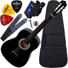 Imagem de Kit Violão Barato Acústico Nylon Preto Completo Acessórios - Austin