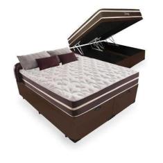 Imagem de Cama Box Baú King Colchão Molas Ensacadas 28X +Box Bipartido Marron -