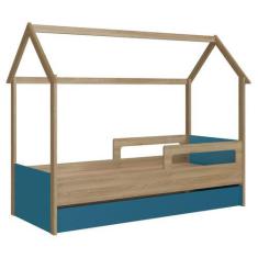 Imagem de Cama Infantil Montessoriana com Cama Auxiliar Aveiro e Azul - Completa