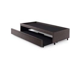 Imagem de Bicama Box Solteiro 88X188 Para Dois Colchões Marrom Reforçada - Cama