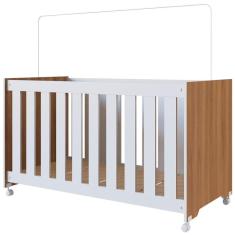 Imagem de Berço Infantil Com Rodizios La002 Nogal Manchester Branco Comm Nogal Manchester Branco