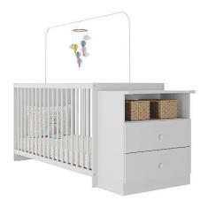 Imagem de Berço Cômoda c/Colchão Incluso Meu Bebê Multimóveis Branco