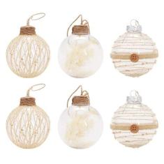 Imagem de 6 peças de enfeites de bola de Natal transparentes, ornamentos decorativos de plástico inquebráveis para pendurar para árvore de Natal, enfeites de artesanato, decorações para festas de fim de ano,